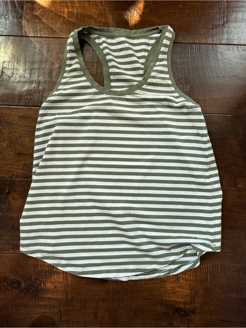 lululemon athletica Olive Green & White Striped Racerback Tank
